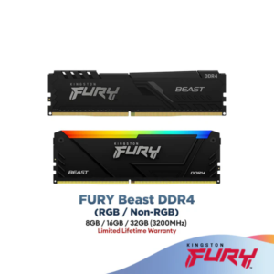 Kingston Desktop (PC) DDR4 Fury Beast 3200Mhz RAM (16GB) *RGB